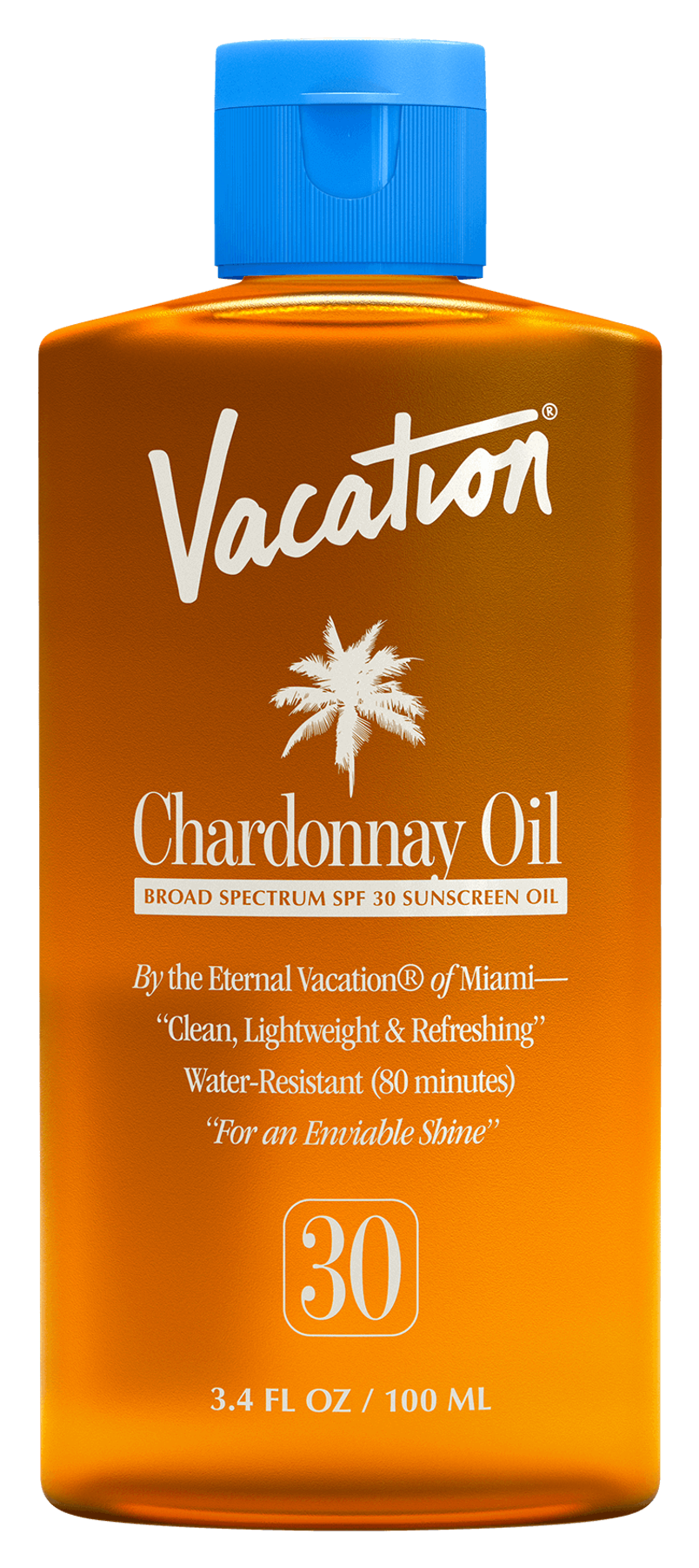a bottle of vacation chardonnay oil spf 30 sunscreen oil